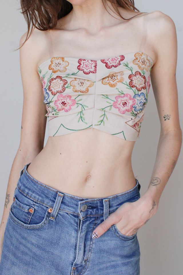 Vintage Reworked Embroidered x Denim Tie Top #3