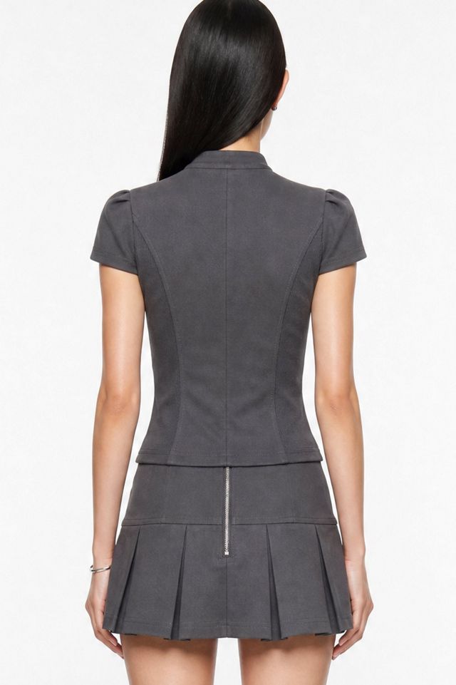 Personal Code Napoleon Short Sleeve Zip Up Top #4