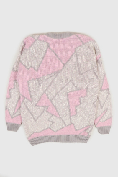 Vintage Pink Geometric Pattern Sweater