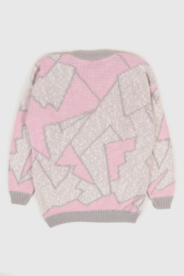 Vintage Pink Geometric Pattern Sweater #1