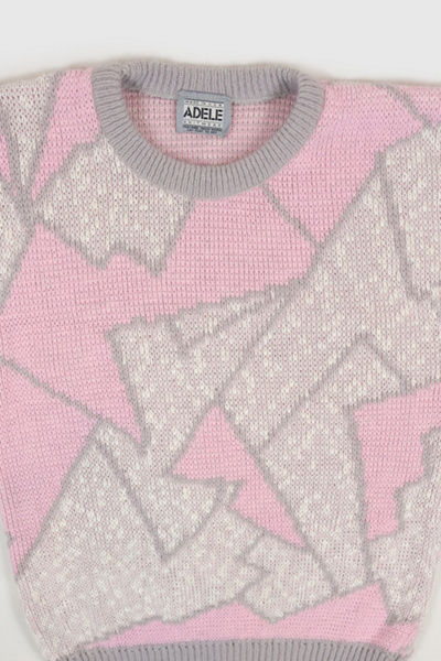Vintage Pink Geometric Pattern Sweater