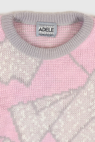 Vintage Pink Geometric Pattern Sweater