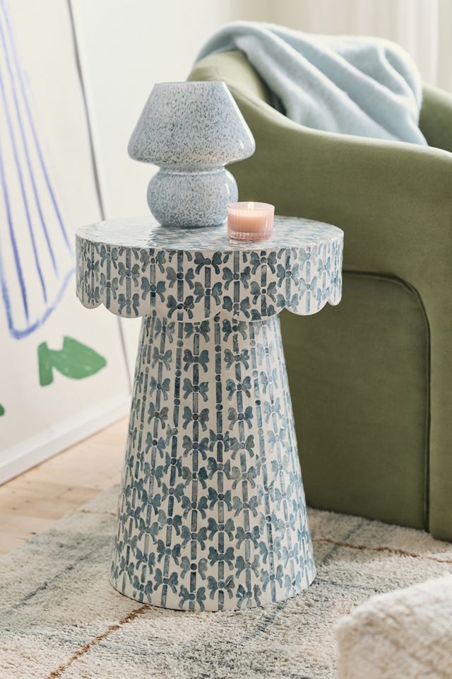 Brielle Bow Capiz Scalloped Side Table #1