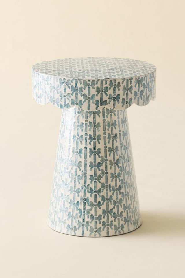 Brielle Bow Capiz Scalloped Side Table #2