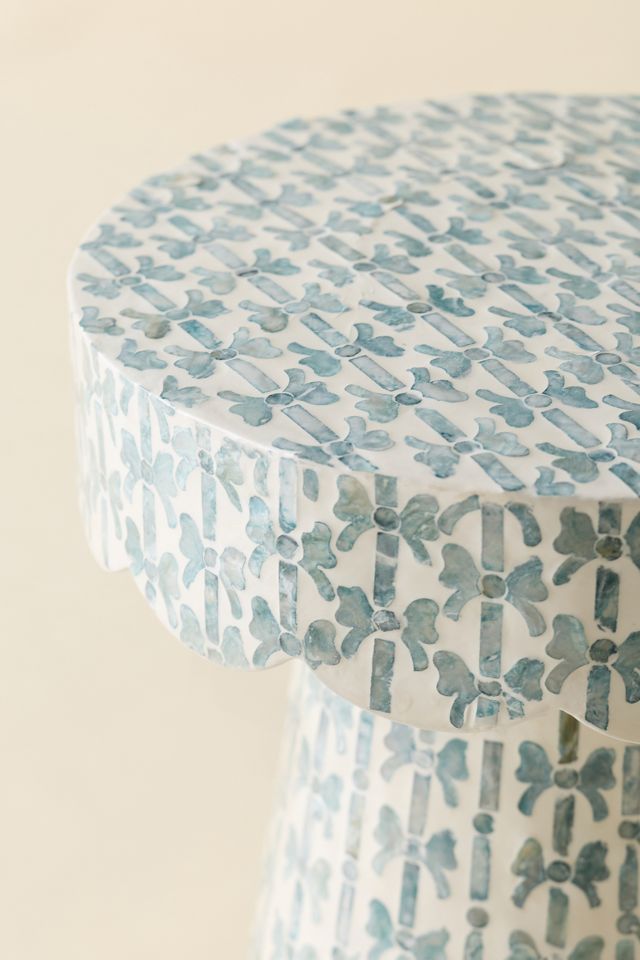 Brielle Bow Capiz Scalloped Side Table #3