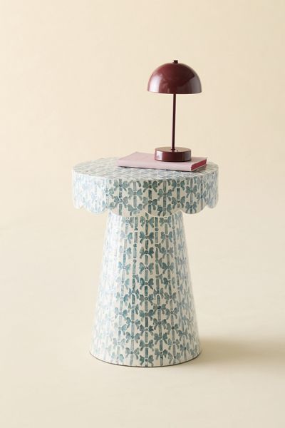 Brielle Bow Capiz Scalloped Side Table