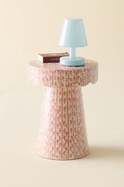 Brielle Bow Capiz Scalloped Side Table
