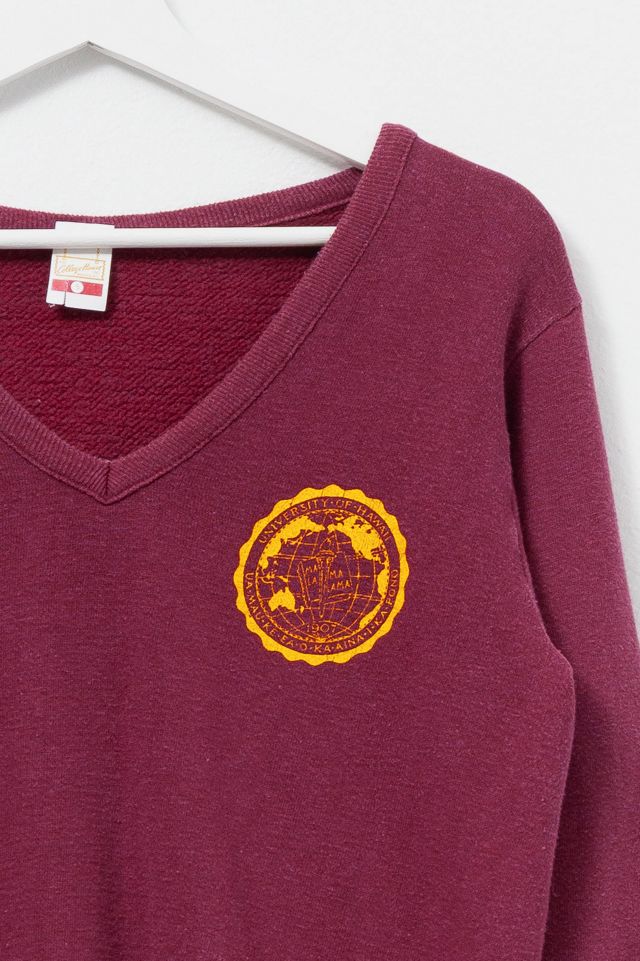Vintage 1960s Distressed University of Hawaii V-Neck Sweatshirt