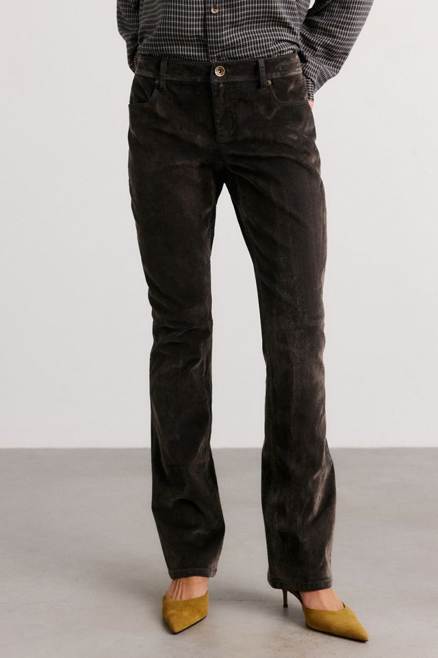 BDG Kimmy Velvet Flocked Denim Ultra Low-Rise Bootcut Pants #1