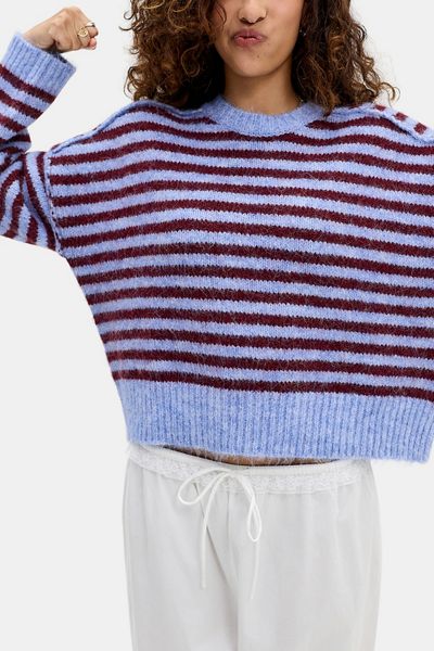 UO Oslo Striped Brushed Knit Crew Neck Sweater