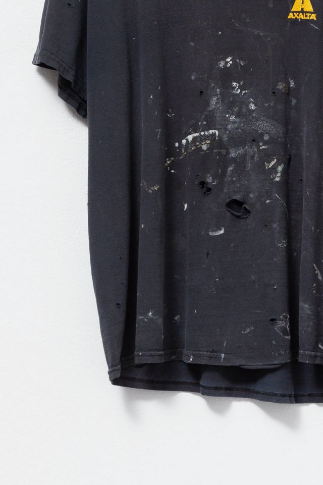 Vintage Y2K Distressed Auto Paint Shop Black Graphic T-Shirt #2
