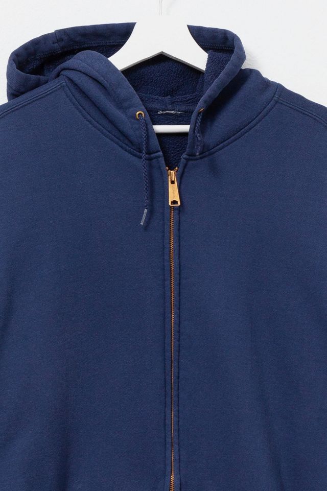 Vintage 1990s Carhartt Distressed Full Zip Navy Blue Hoodie Sweatshirt #2