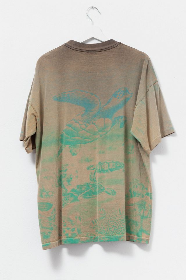 Vintage 1990s Turtle Graphic All Over Print Distressed T-Shirt #1
