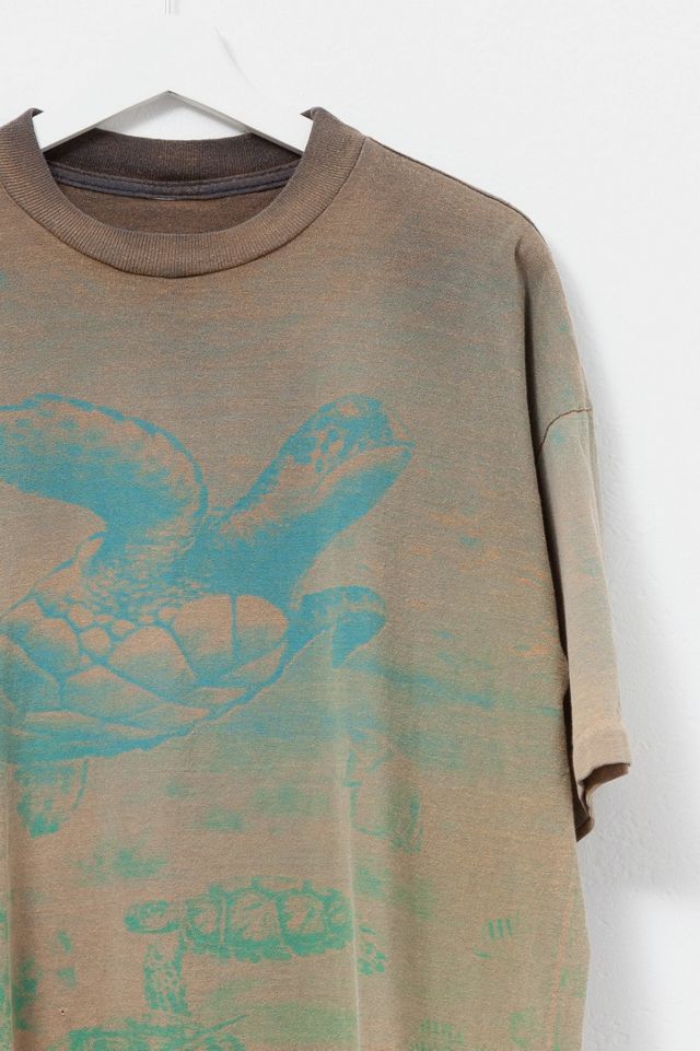 Vintage 1990s Turtle Graphic All Over Print Distressed T-Shirt #2