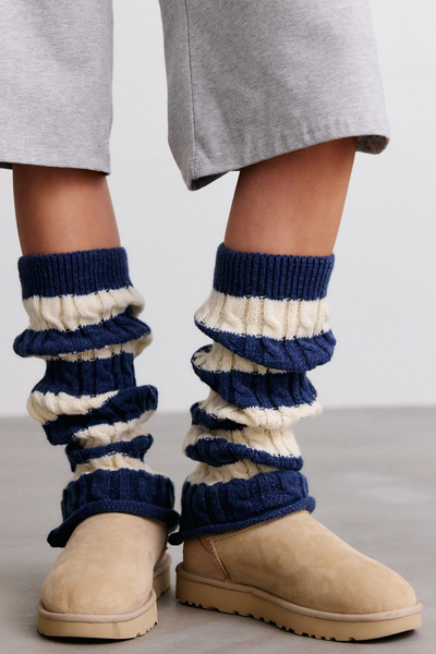 Winnie Striped Cable Knit Leg Warmers