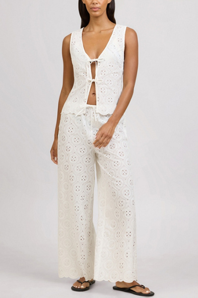 Onia Doily Broderie Tie Front Tank