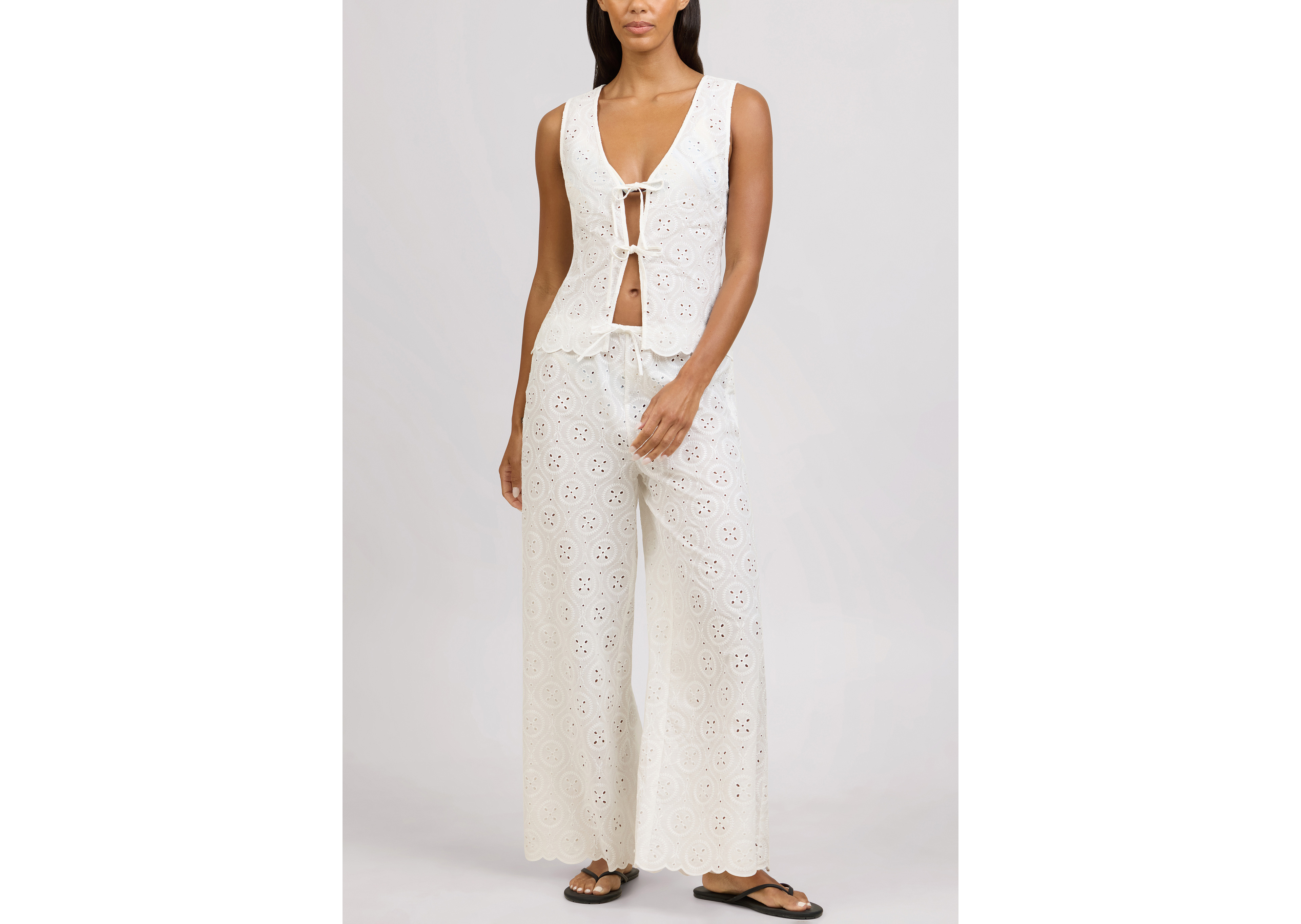 Onia Doily Broderie Tie Front Tank