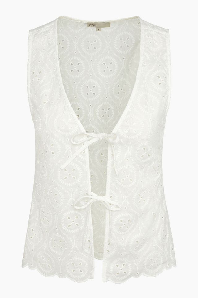 Onia Doily Broderie Tie Front Tank #4