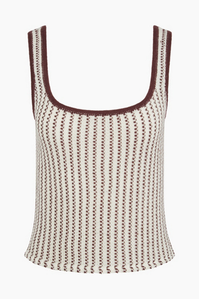 Onia Crochet Knit Square Neck Tank