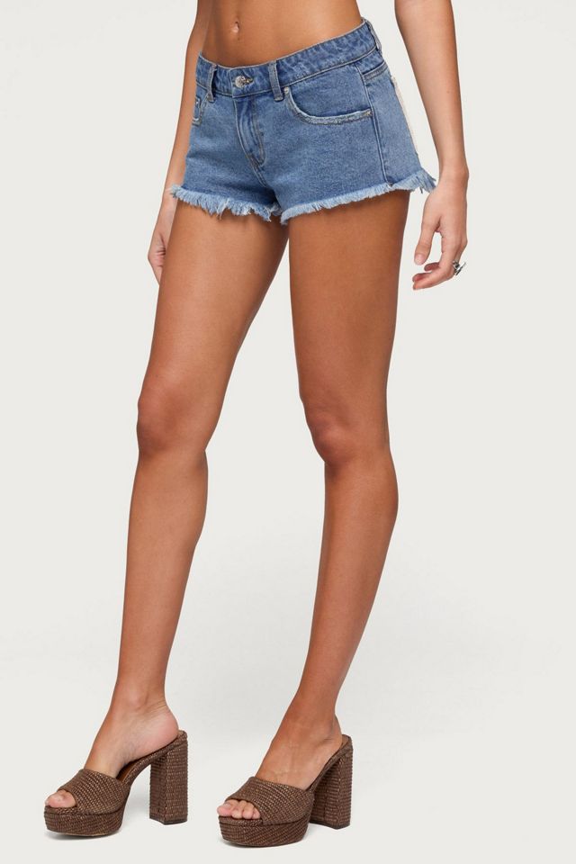Edikted Crochet Pockets Low Rise Denim Micro Shorts #2
