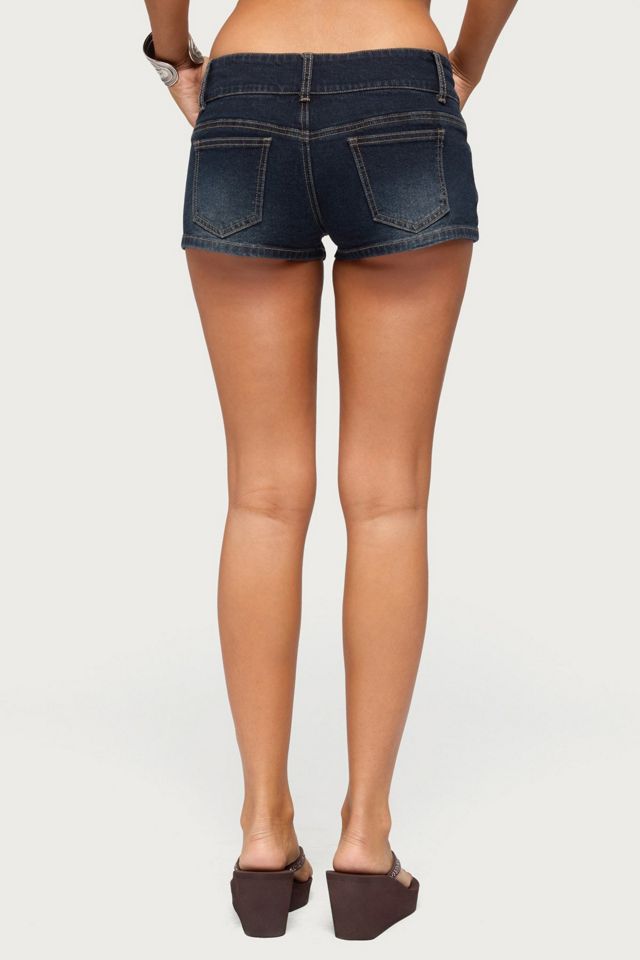 Edikted Kelce Belt Stretchy Denim Micro Shorts #3