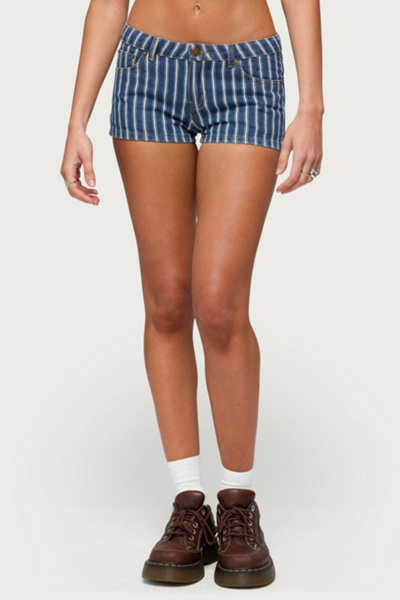 Edikted Odie Striped Low Rise Denim Micro Shorts | Urban Outfitters