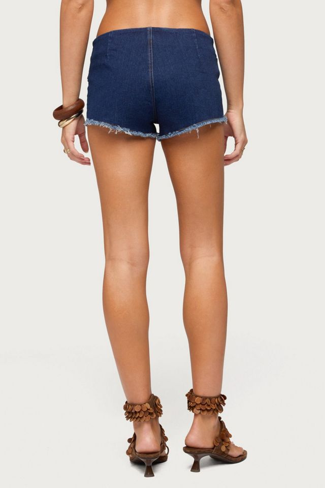 Edikted Svea Lace Up Denim Micro Shorts #3