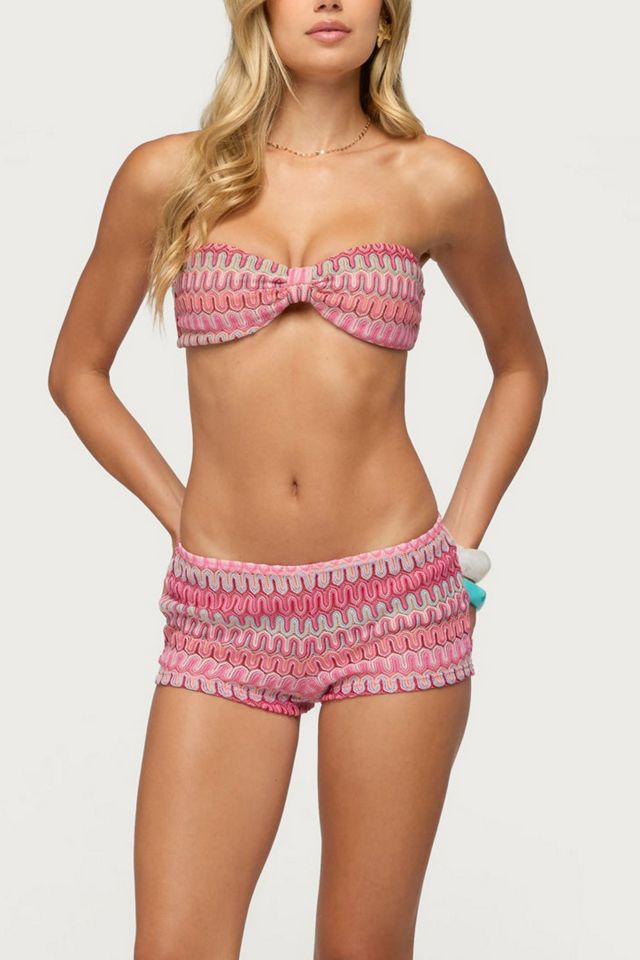 Edikted Megan Zigzag Crochet Micro Shorts #1