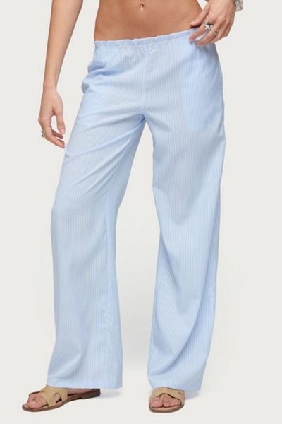 Edikted Cersei Striped Low Rise Pants In Light/blue, Women's At Urban Outfitters