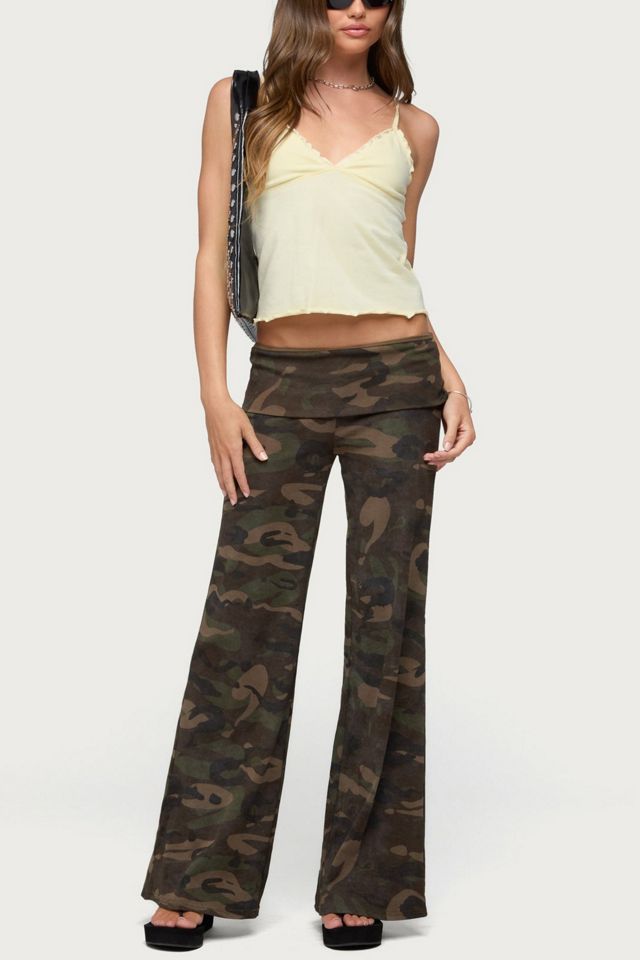 Edikted Lumielle Camo Wide Leg Foldover Pants #1