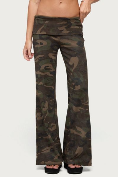 Edikted Lumielle Camo Wide Leg Foldover Pants