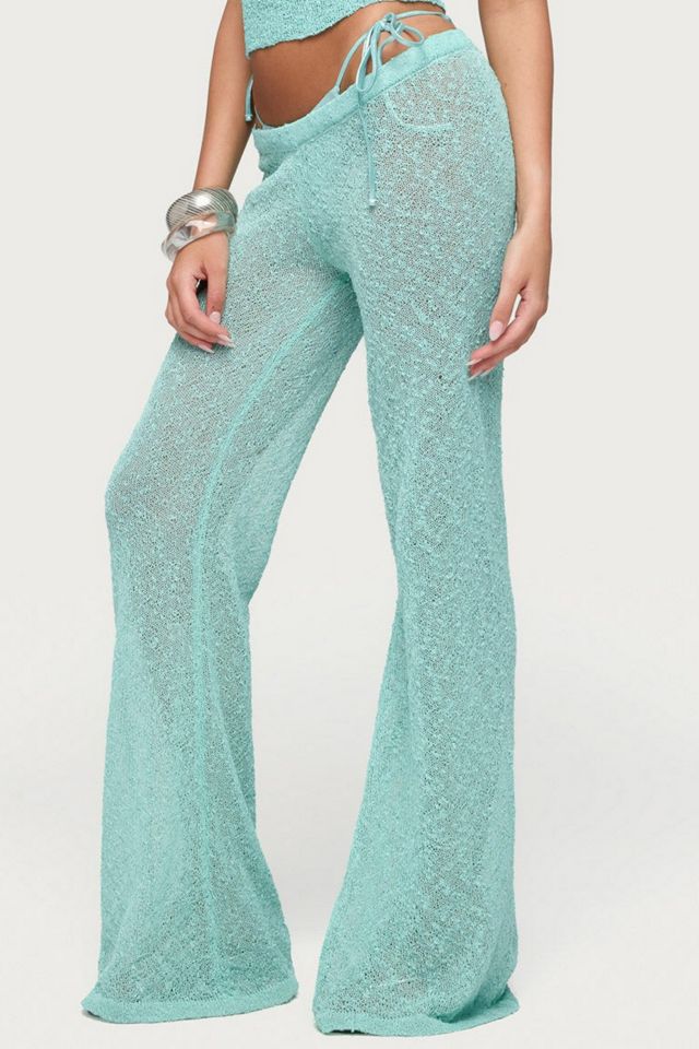 Edikted Bena Textured Knit Flared Pants #2