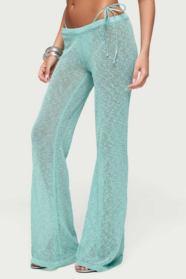 Edikted Bena Textured Knit Flared Pants #3
