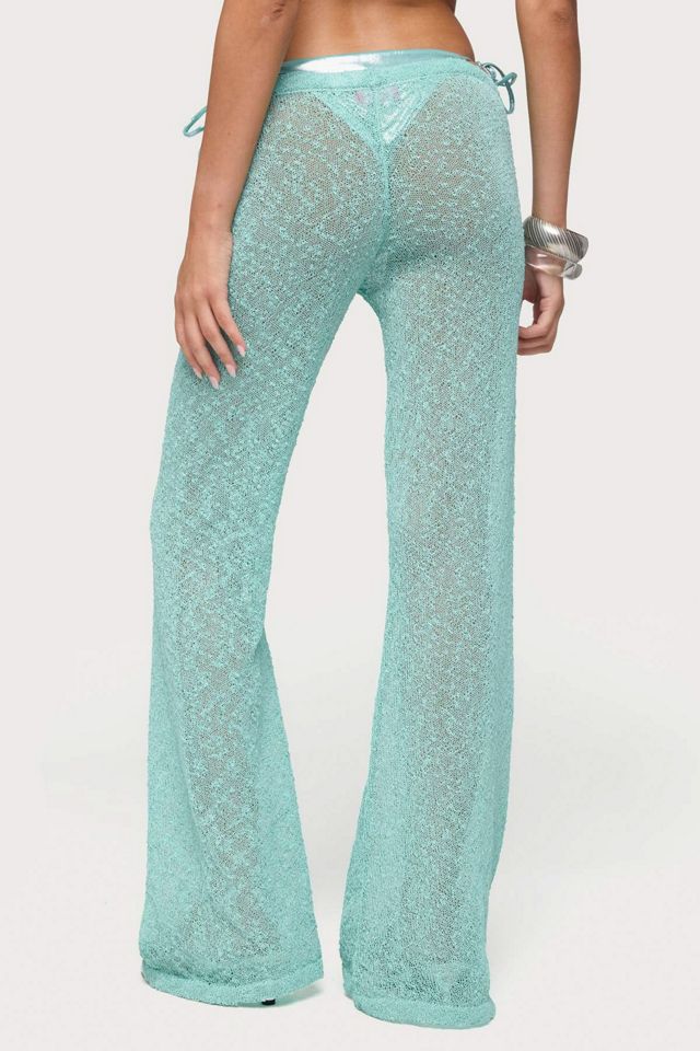 Edikted Bena Textured Knit Flared Pants #4