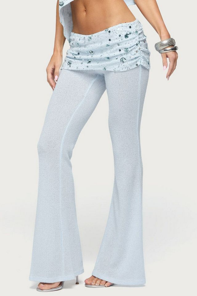 Edikted Zephyra Bead & Sequin Foldover Pants #2