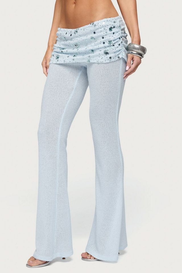 Edikted Zephyra Bead & Sequin Foldover Pants #3