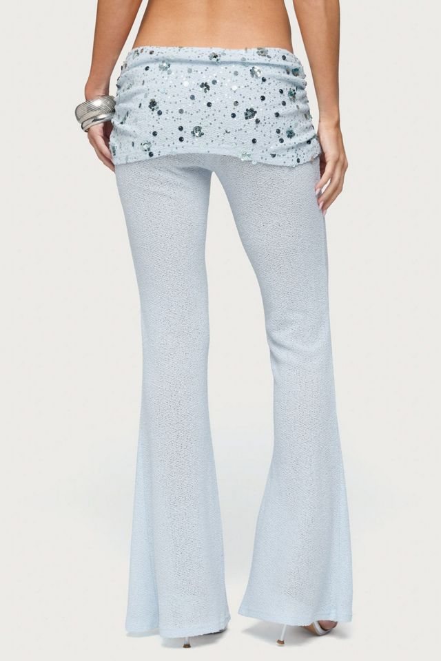 Edikted Zephyra Bead & Sequin Foldover Pants #4