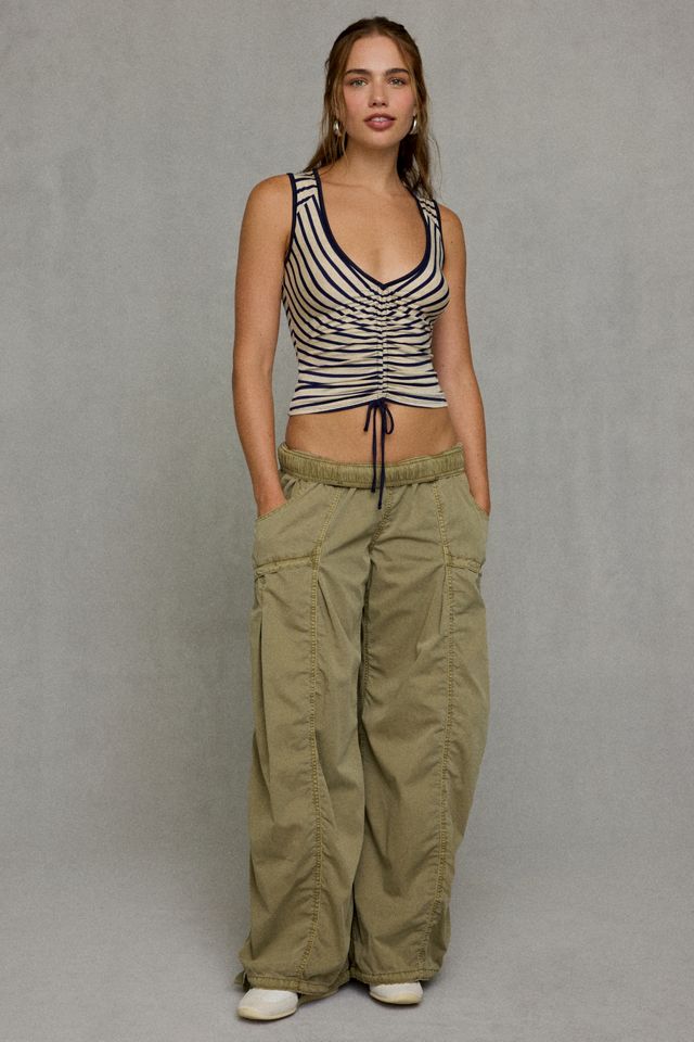BDG Pauly Ruched Tie Cropped Tank Top #1