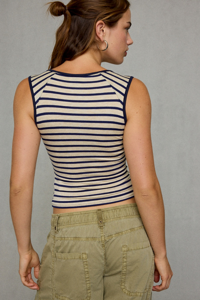 BDG Pauly Ruched Tie Cropped Tank Top