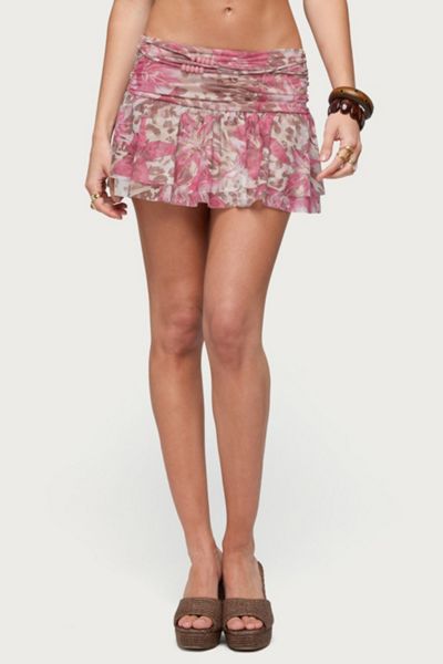 Edikted Tessa Floral Ruffle Mini Skirt