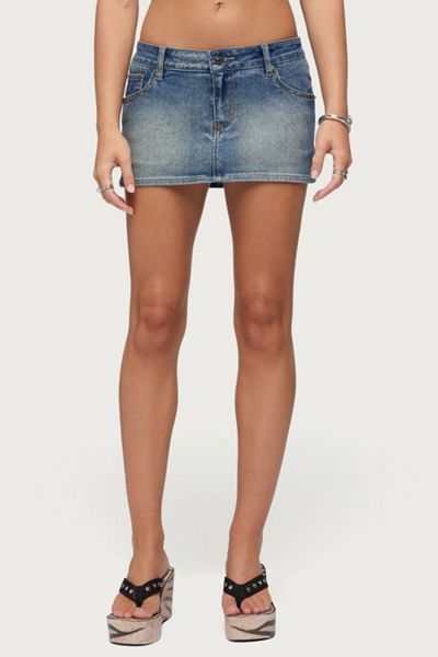 Edikted Seffie Low Rise Stretchy Denim Micro Skort