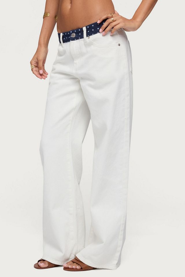 Edikted Polka Dot Waistband Low Rise Baggy Jeans #3