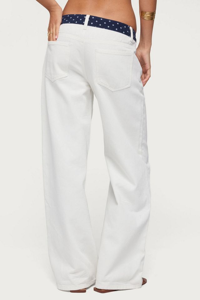 Edikted Polka Dot Waistband Low Rise Baggy Jeans #4