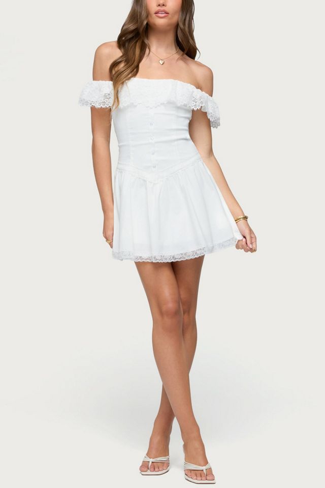 Edikted Darah Lacey Off Shoulder Mini Dress #4