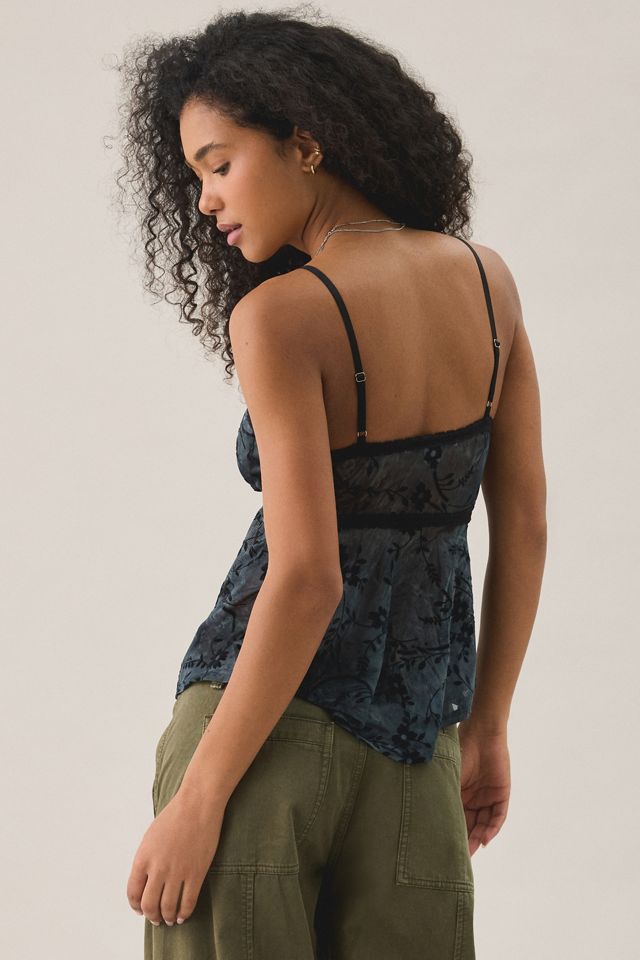Kimchi Blue Celia Printed Mesh Lace Trim Babydoll Cami #4