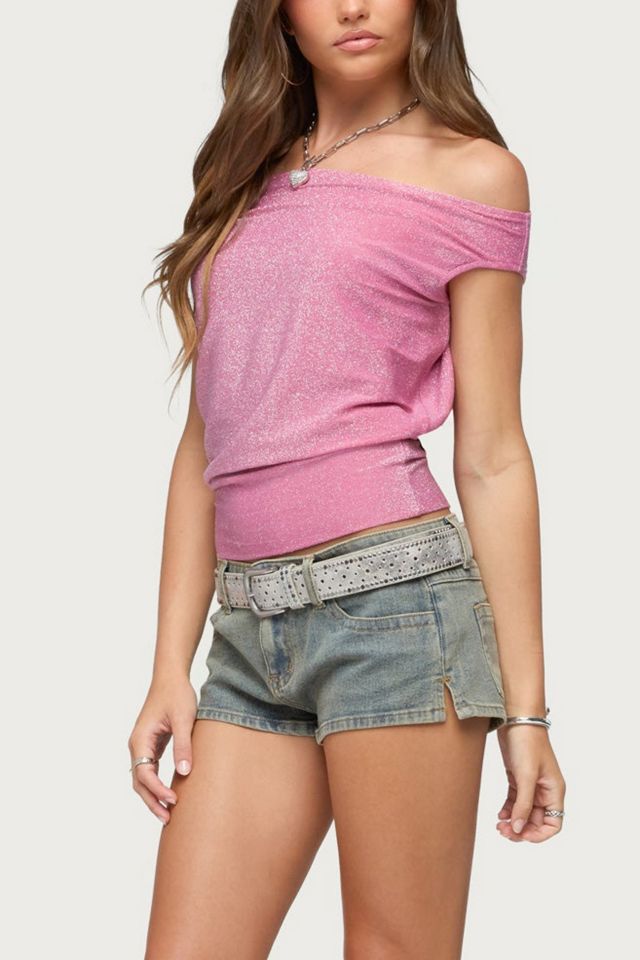 Edikted Nolah Metallic Off Shoulder Top #3