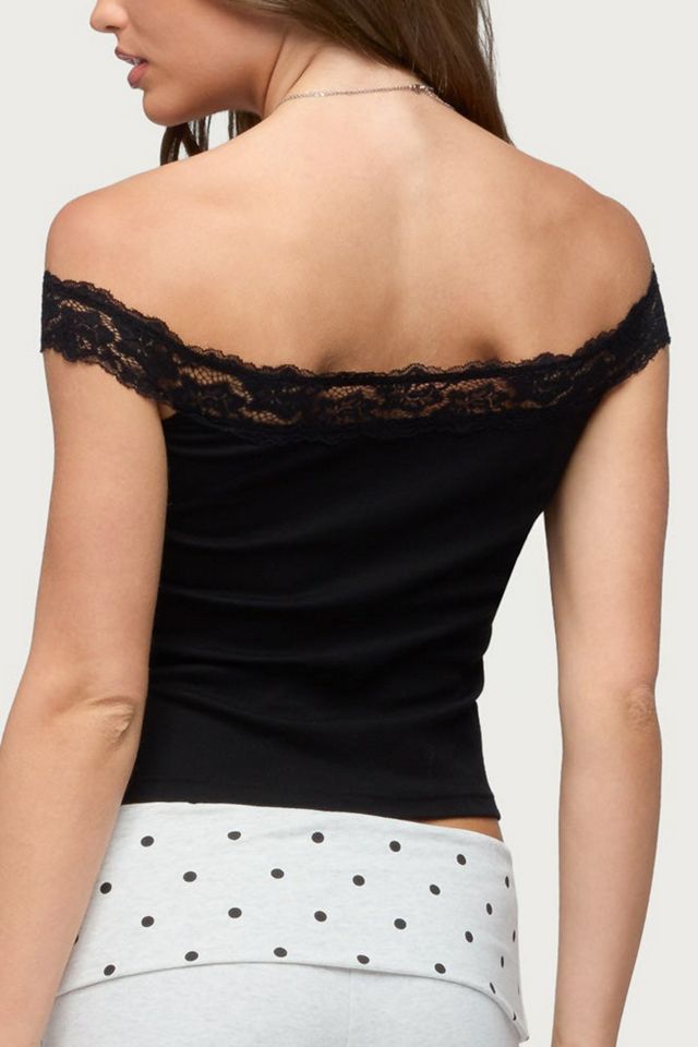 Edikted Freyah Lacey Off Shoulder Top #4
