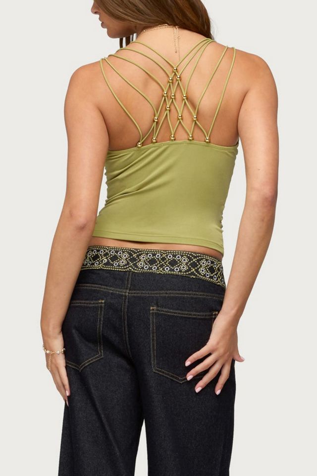 Edikted Vinney Strappy Bead V Neck Top #3