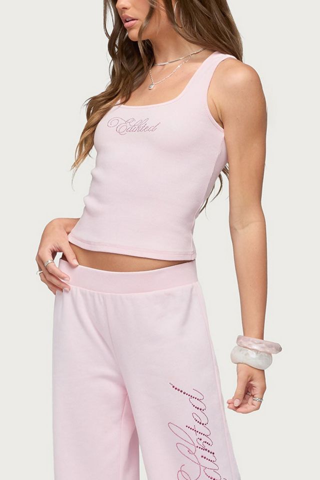 Edikted Edikted Studio Rhinestone Ribbed Tank Top #3