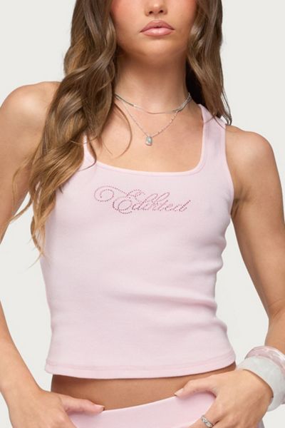 Edikted Edikted Studio Rhinestone Ribbed Tank Top